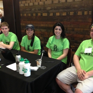 Students from an environmental studies class and the Associated Students of Madison conduct outreach in a student union about receipts on campus.