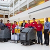 UCalgary’s green cleaning program has been recognized by the leading trade association for the cleaning industry worldwide. From left: Patrick Okafor, manager, caretaking; Chin Nay Suy, caretaking staff; Boguslawa Rebosz, caretaking staff; Mike Kassam, associate director, caretaking; Tsering Palmo, caretaking staff; Cui Lan Chen, caretaking staff; Carlos Salinas, caretaking staff; and Nduka Ezechukwu, caretaking supervisor.