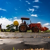 Dickinson College Student Farm Workers and Tractor